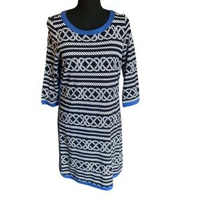 Crown & Ivy Nautical Rope Print Dress Navy/Blue Size Small